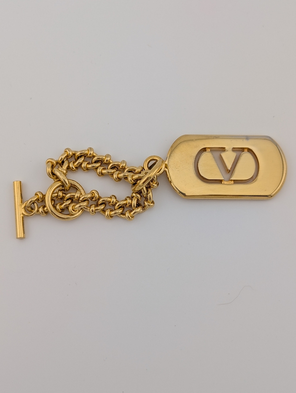 VTG Valentino Gold Bag Charm Key Chain Logo Tag